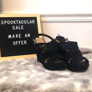 Black Heeled Wedges